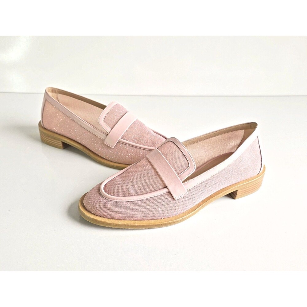 STUART WEITZMAN Women's Palmer Loafers Pink Sparkly Mesh Slip On Sz 10 40.5